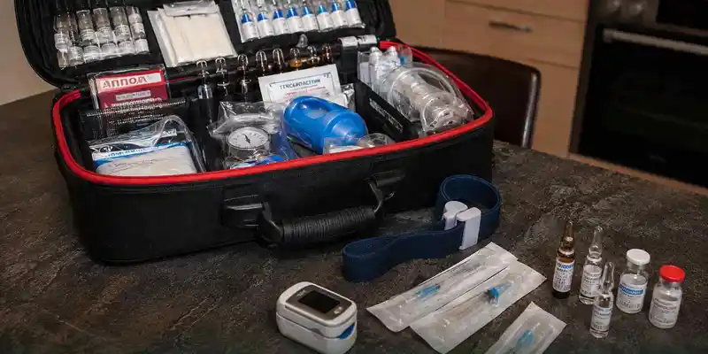 Медицинская укладка врача-нарколога для экстренной помощи при отравлении психоактивными веществами.